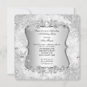 ウィンターワンダーランドシルバースノーフレーク誕生日2 招待状 (正面)