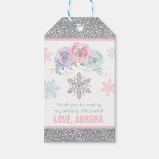 ウィンターワンダーランドシルバーパーティー好意ありがとうラベル ギフトタグ (正面)