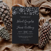 ウィンターワンダーランドシルバーブラックスノーフレーク結婚ズ 招待状