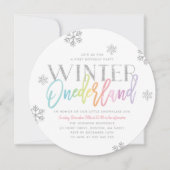 ウィンターワンダーランドシルバーレインボー1st誕生日 招待状 (正面)
