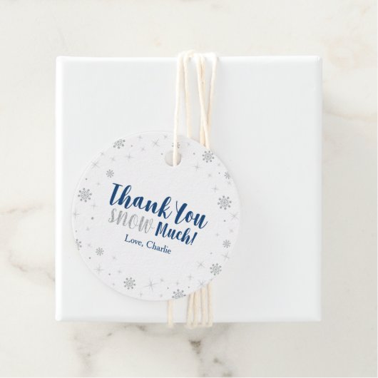 ウィンターワンダーランドシルバー&ネイビーボーイベビーシャワー フェイバータグ (インサイチュ)