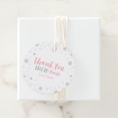 ウィンターワンダーランドシルバー&ピンクガールベビーシャワー フェイバータグ (インサイチュ)