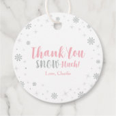 ウィンターワンダーランドシルバー&ピンクガールベビーシャワー フェイバータグ (正面)