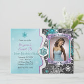 ウィンターワンダーランドスウィート16パーティーフォト招待状 招待状 (スタンド正面)