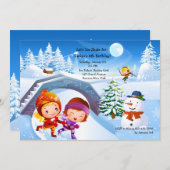 ウィンターワンダーランドスケートで滑るパーティの招待状 招待状 (正面/裏面)