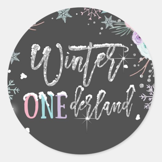 ウィンターワンダーランドスノーダークシルバーファースト誕生日 ラウンドシール (正面)