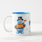 ウィンターワンダーランドスノーピープルマグ名前をカスタムする ツートーンマグカップ (左)