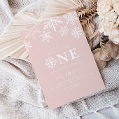ウィンターワンダーランドスノーフレークガールズピンク誕生日 招待状