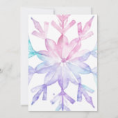 ウィンターワンダーランドスノーフレークガールファースト誕生日 招待状 (裏面)