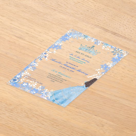 ウィンターワンダーランドスノーフレークキンセニェラ アクリル招待状 (レイダウン)