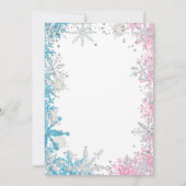 ウィンターワンダーランドスノーフレークジェンダーリビール招待状 招待状 (裏面)