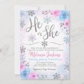 ウィンターワンダーランドスノーフレークジェンダーリビール招待状 招待状 (正面)