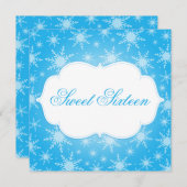 ウィンターワンダーランドスノーフレークスウィート16誕生日 招待状 (正面/裏面)