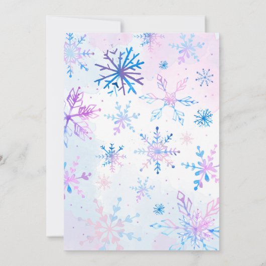 ウィンターワンダーランドスノーフレークスガールスノー誕生日 招待状 (裏面)