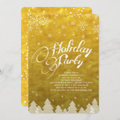 ウィンターワンダーランドスノーフレークスゴールデンホリデーパーティー 招待状 (正面/裏面)