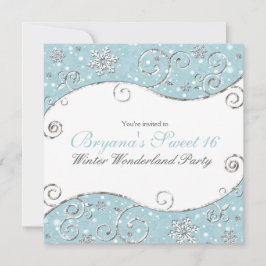 ウィンターワンダーランドスノーフレークスシルバースワール招待状 招待状
