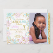 ウィンターワンダーランドスノーフレークスパークル誕生日 招待状 (正面)