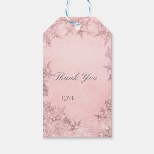 ウィンターワンダーランドスノーフレークスピンクエレガントパーティー ギフトタグ (正面)