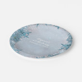 ウィンターワンダーランドスノーフレークスブルーエレガントパーティー ペーパープレート (アングル)
