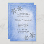 ウィンターワンダーランドスノーフレークスブループロフォーマルム 招待状 (正面/裏面)