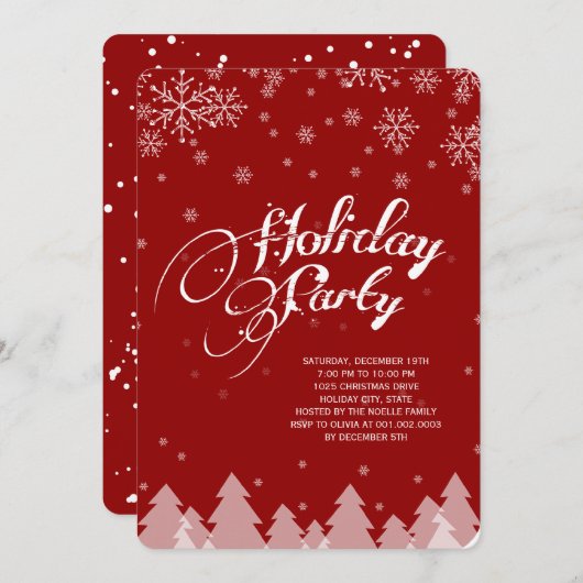ウィンターワンダーランドスノーフレークスホリデーパーティー招待状 招待状 (正面/裏面)