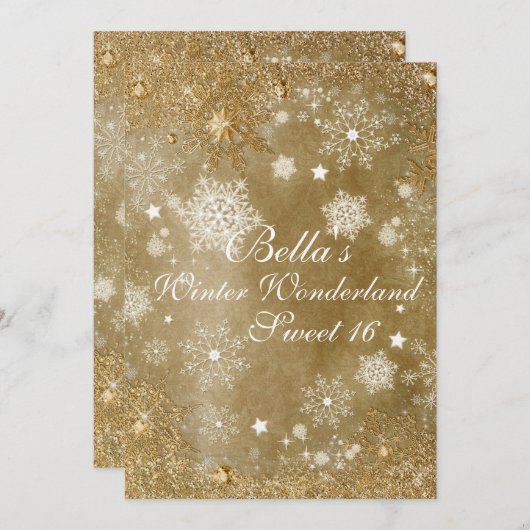 ウィンターワンダーランドスノーフレークパーティの招待状 招待状 (正面/裏面)