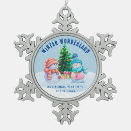 ウィンターワンダーランドスノーフレークフレームオーナメント スノーフレークピューターオーナメント