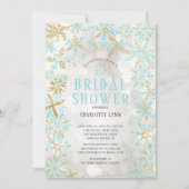 ウィンターワンダーランドスノーフレークブライダルシャワー 招待状 (正面)