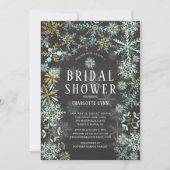 ウィンターワンダーランドスノーフレークブライダルシャワー 招待状 (正面)
