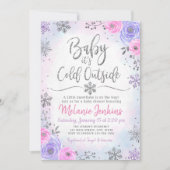 ウィンターワンダーランドスノーフレークベビーシャワー招待状 招待状 (正面)