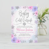 ウィンターワンダーランドスノーフレークベビーシャワー招待状 招待状 (スタンド正面)