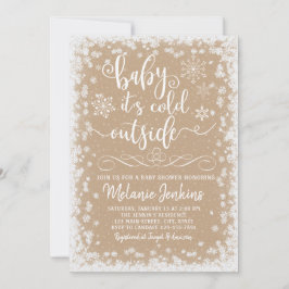 ウィンターワンダーランドスノーフレークベビーシャワー招待状 招待状