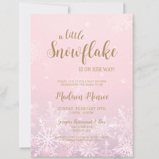 ウィンターワンダーランドスノーフレークベビーシャワー招待状 招待状
