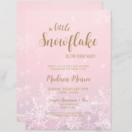 ウィンターワンダーランドスノーフレークベビーシャワー招待状 招待状