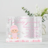 ウィンターワンダーランドスノーフレークベビーシャワー招待状 招待状 (スタンド正面)