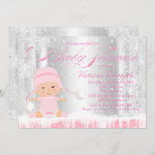 ウィンターワンダーランドスノーフレークベビーシャワー招待状 招待状 (正面/裏面)