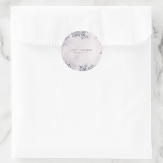 ウィンターワンダーランドスノーフレーク白エレガント青 ラウンドシール (バッグ)