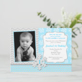 ウィンターワンダーランドスノーフレーク誕生日招待状 招待状 (スタンド正面)