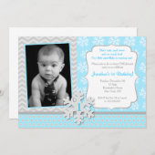 ウィンターワンダーランドスノーフレーク誕生日招待状 招待状 (正面/裏面)