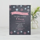 ウィンターワンダーランドスノーフレーク誕生日招待状 招待状 (スタンド正面)