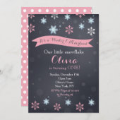 ウィンターワンダーランドスノーフレーク誕生日招待状 招待状 (正面/裏面)