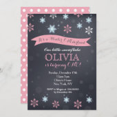 ウィンターワンダーランドスノーフレーク誕生日招待状 招待状 (正面/裏面)