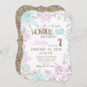 ウィンターワンダーランドスノーフレーク誕生日 招待状 (正面/裏面)