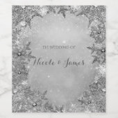 ウィンターワンダーランドスノーフレーク銀エレガントワイン ワインラベル (シングルラベル)