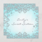 ウィンターワンダーランドスワールスノーフレークススウィート16 招待状 (正面/裏面)