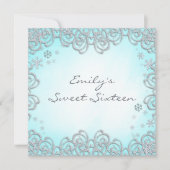 ウィンターワンダーランドスワールスノーフレークススウィート16 招待状 (正面)