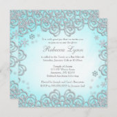 ウィンターワンダーランドスワールスノーフレークバルミツワー 招待状 (正面/裏面)