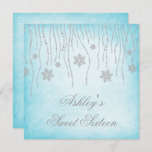 ウィンターワンダーランドダイヤモンドスノーフレーク甘い16 招待状 (正面/裏面)
