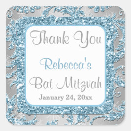 ウィンターワンダーランドダマスクバルミツワーステッカー4 スクエアシール