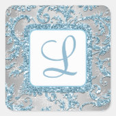 ウィンターワンダーランドダマスクバルミツワーステッカー5 スクエアシール (正面)